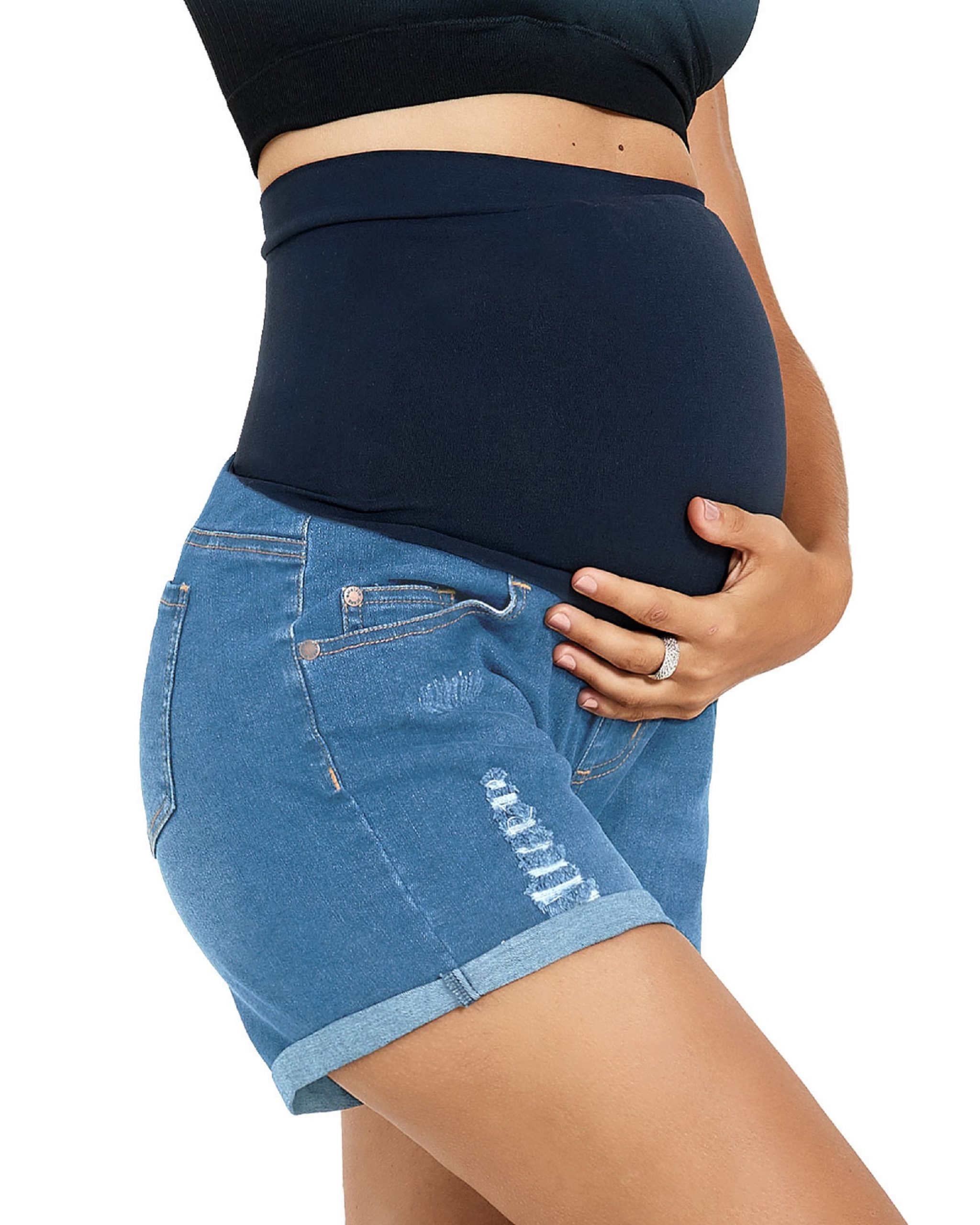 HOFISH Women’s Over The Belly Pregnancy Support Maternity Shorts